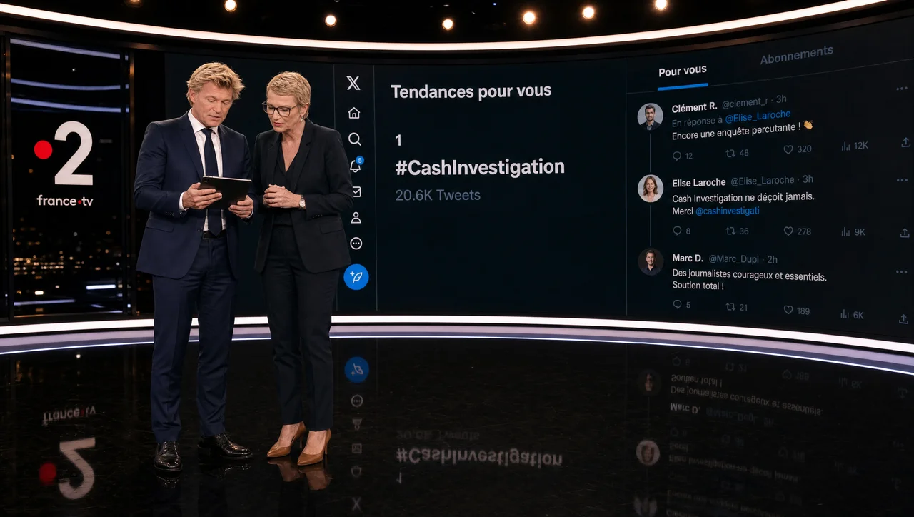 Élise Lucet sur le plateau de C à vous face à Jean-Laurent Bonnafé