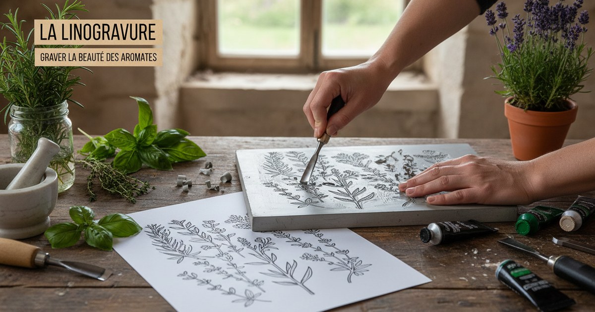 La linogravure : graver la beauté des aromates